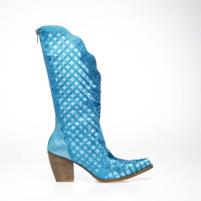 Blue embroidered boots